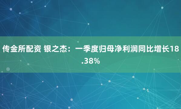 传金所配资 银之杰：一季度归母净利润同比增长18.38%