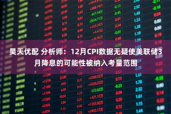 昊天优配 分析师：12月CPI数据无疑使美联储3月降息的可能性被纳入考量范围